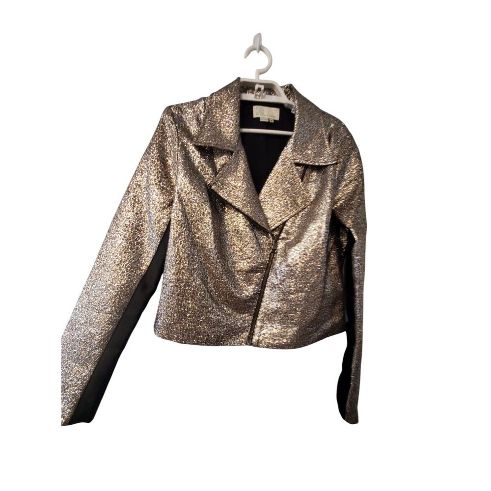 Sachin + Babi Metallic Silver Cropped Moto Jacket